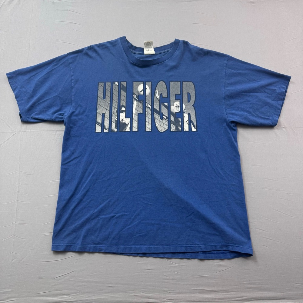 Vintage Tommy‎ Hilfiger Volleyball T Shirt Mens XL Blue 90s Made in USA Graphic